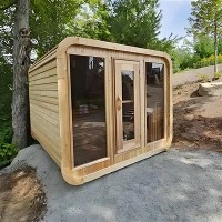 Engros Billig Udendørs Kube Sauna Rum Fyrretræ 4 Personer Kompakt Mini Dampsauna
